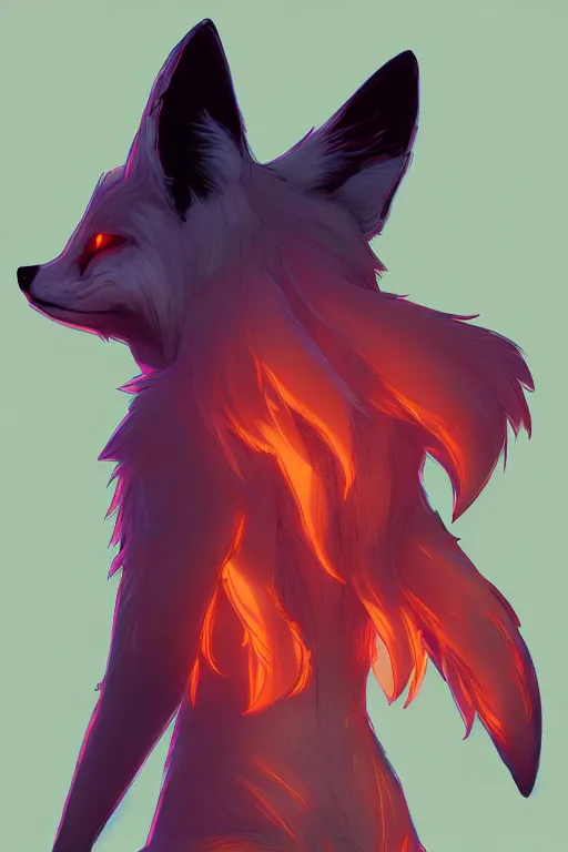 Image similar to a fox fursona, trending on artstation, by kawacy, furry art, digital art, cyberpunk, high quality, neon backlighting