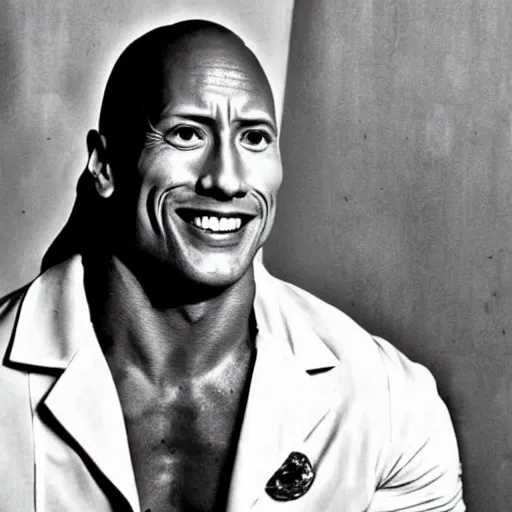 Image similar to dwayne johnson as doctor who, 1 9 7 0 s