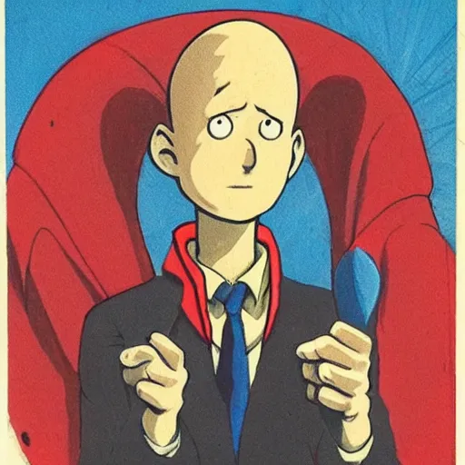 Prompt: portrait of saitama by dr seuss