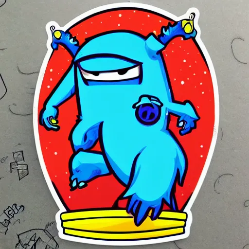 Image similar to cute monster skateboarding, sticker art, vector art, deviantart cronobreaker, graffiti, skateboard art, beeple, @ cronobreak on twitter. com,