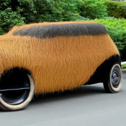 Prompt: a car made out of hair