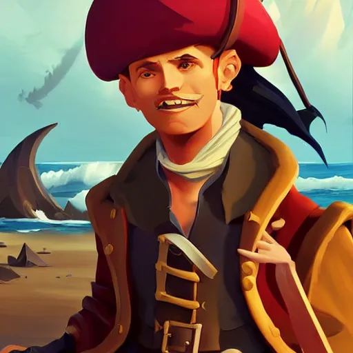 Image similar to painting jack the pirate on sea of thieves game avatar hero smooth face median photoshop filter cutout vector behance hd by jesper ejsing, by rhads, makoto shinkai and lois van baarle, ilya kuvshinov, rossdraws, illustration, art by ilya kuvshinov and gustav klimt