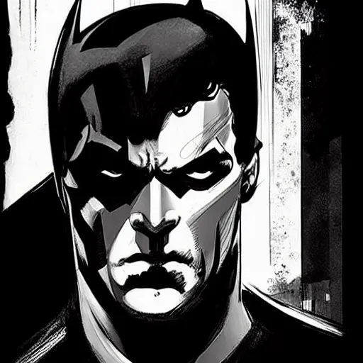 Image similar to style of Rafael Albuquerque comic art, Batman portrait