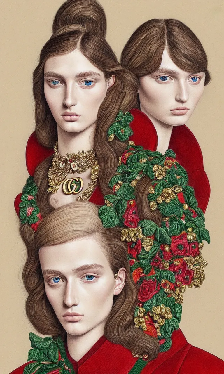 Image similar to a very beautiful gucci portrait, highly detailed, intricate