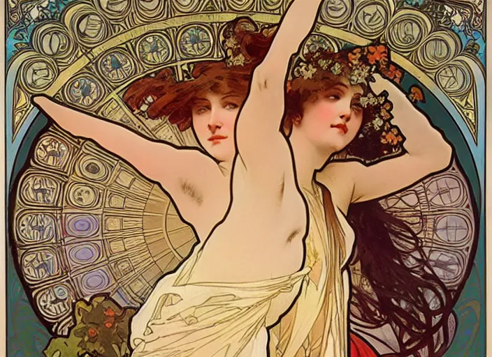 Prompt: a thousand hands dance, alphonse mucha, 8 k