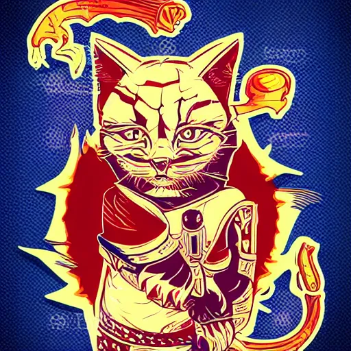 Image similar to Blood thirsty emperor of the world kitten, sticker, highly detailed, colorful, illustration, drama, smooth and clean vector curves, no jagged lines, vector art, smooth