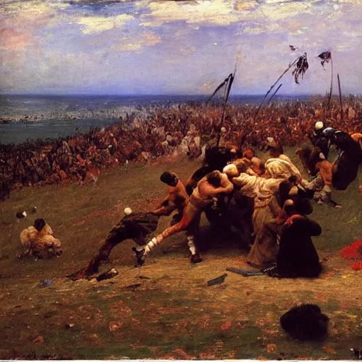 Image similar to the last battle, oil on canvas, ilya repin, 1 8 7 3