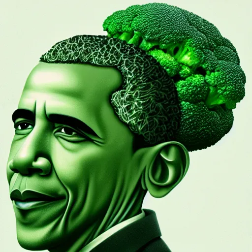 Image similar to barack obama is fused into broccoli, hyperdetailed, artstation, cgsociety, 8 k