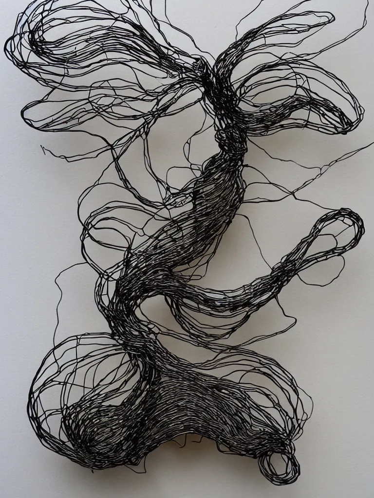 Prompt: wire art of a nymphette