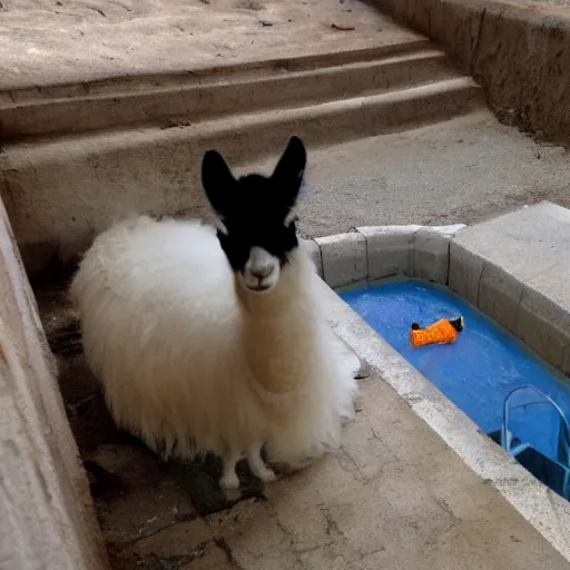 Prompt: llama and a cat in the sewers