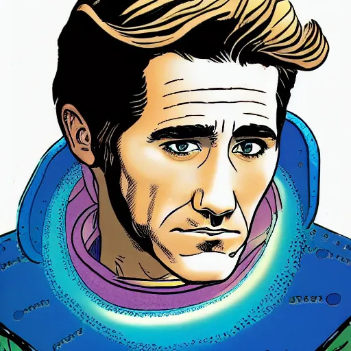 Prompt: jake gyllenhaal retro minimalist portrait by jean giraud, moebius starwatcher comic, 8 k