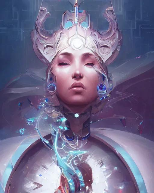 Image similar to portrait of a beautiful cybernetic empress, splash art by pete mohrbacher and artgerm and wlop, digital art, highly detailed, intricate, fantasy, mystical, sharp focus, Trending on Artstation HQ, deviantart, unreal engine 5, 4K UHD image