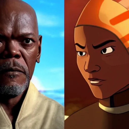 Prompt: Samuel L Jackson as a character in Avatar: the last airbender-n 9
