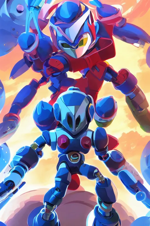 Image similar to robot ninja mask helmet megaman x zero rockman 2 0 2 2 switch game boss legacy collection fanart artsation, art gta 5 comics, behance hd by jesper ejsing, by rhads, makoto shinkai and lois van baarle, ilya kuvshinov, rossdraws global illumination ray tracing