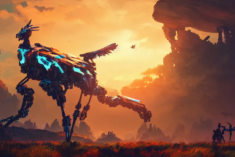Image similar to sunwing machine mecanical creature robot of horizon forbidden west horizon zero dawn bioluminiscence global illumination ray tracing hdr fanart arstation by ian pesty and alena aenami artworks in 4 k