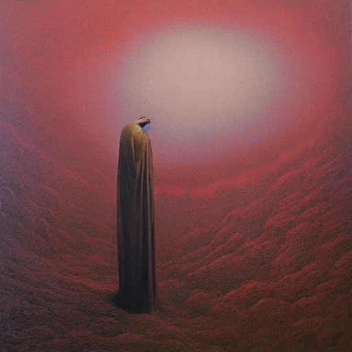 Image similar to the ego separates by zdzisław beksinski, oil on canvas