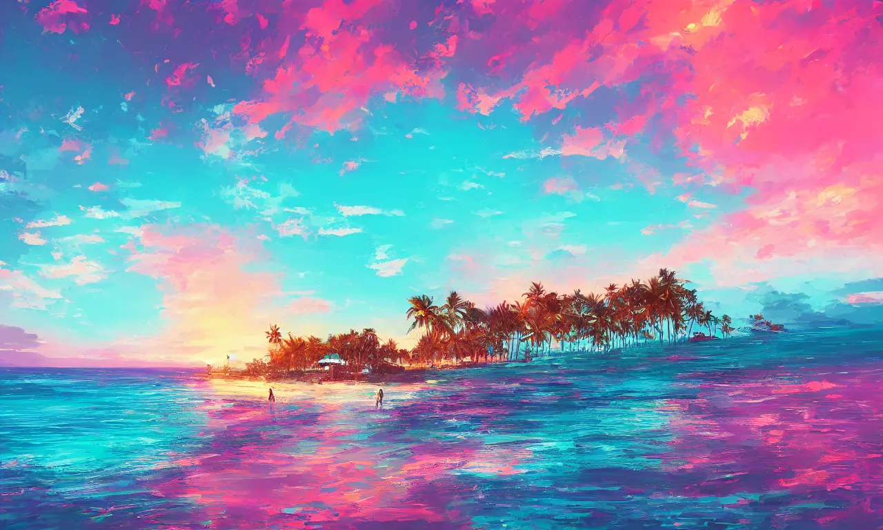 Image similar to paradise beach by alena aenami artworks in 4 k