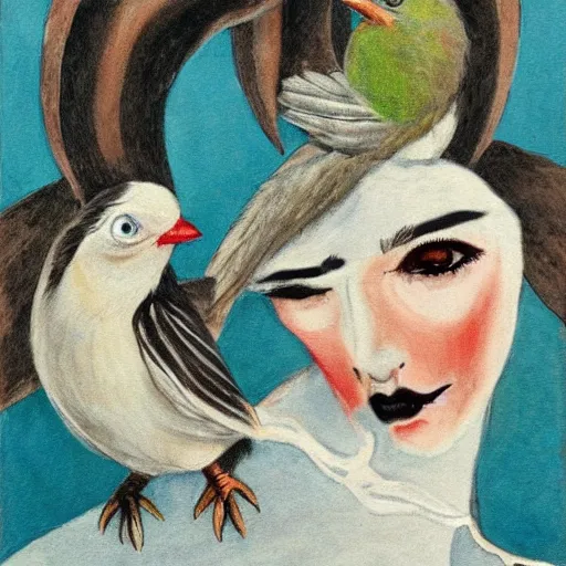 Image similar to a bird - lady hybrid