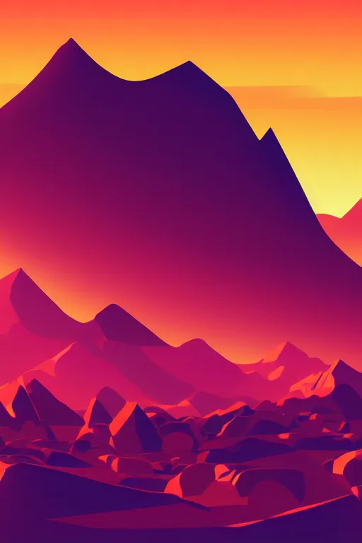 Image similar to sunrise mountain water vector illustration digital art by james gilleard trending on artstation