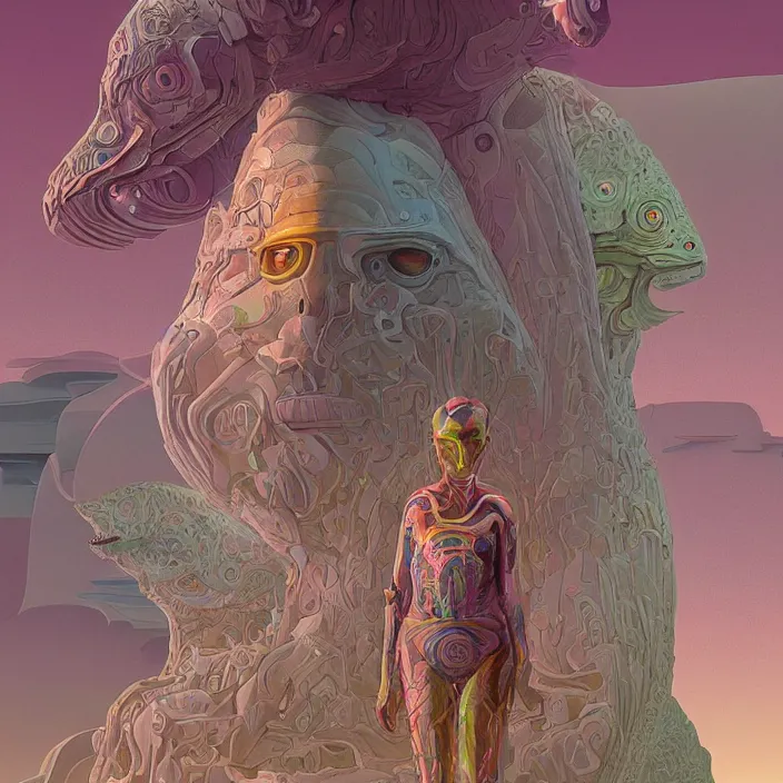 Image similar to tilda swinton, science fiction, extremely detailed, sharp focus, pastel colors, intricate, beautiful, illustration, volumetric lighting, digital painting, by roger dean, by simon stalenhag, by alex grey