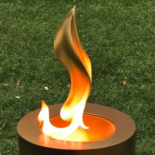 Image similar to minimalist bronze sculpture of a flame