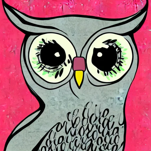 Image similar to a stern looking owl girl dressed as a teacher, digital art