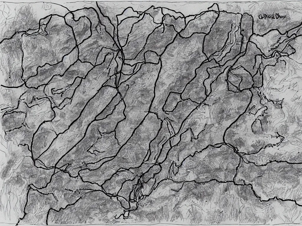 Image similar to A map of South Carolina's cave system, Ink drawing by Deven Rue, fine point pen