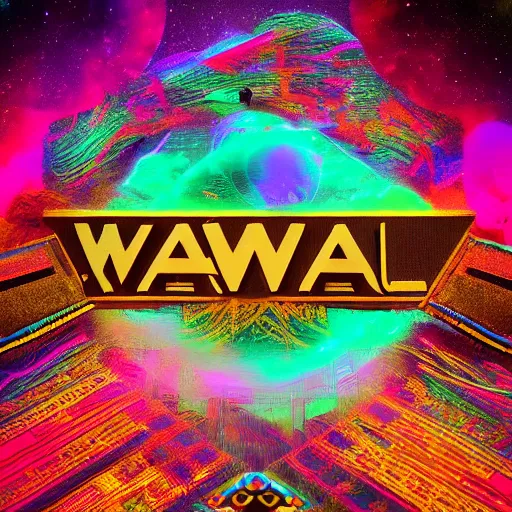 Image similar to a and w vaporwave logo, colorful, digital art, cosmic, 3 d high definition, trending on art station, photorealistic, high resolution, 8 k, octane, hyper detailed, insane details, intricate, elite, ornate, elegant trend, highly detailed and intricate, sharp focus, photography, unreal engine