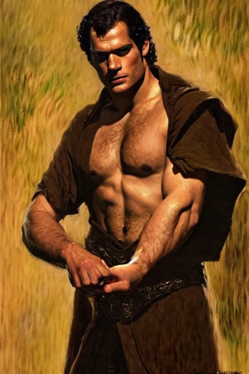 Image similar to henry cavill as dnd wizard, painting by tom of finland, gaston bussiere, craig mullins, j. c. leyendecker, claude monet