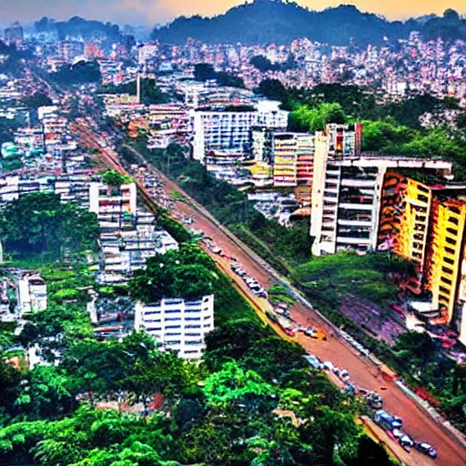 Image similar to guwahati city scenic view, wide angle photography, award winning national geography