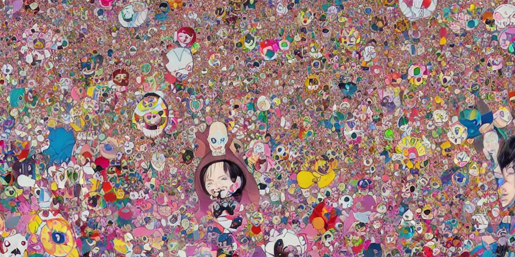 Prompt: DMT City by Martine Johanna and Takashi Murakami