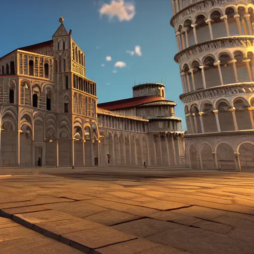Prompt: city landscape of the leaning towers of pisa, digital art unreal engine 4 k 8 k ultrahd