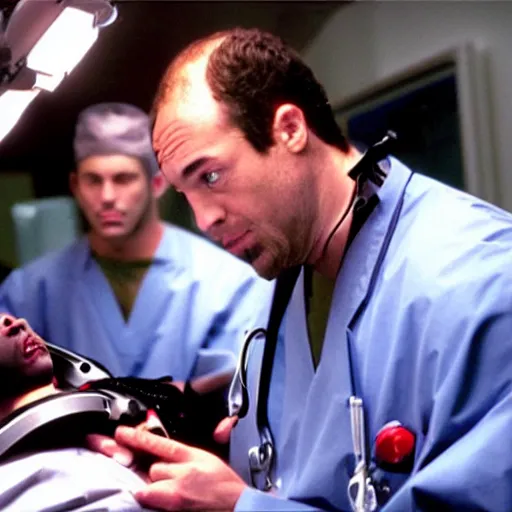 Image similar to a still from the movie armageddon crossover with the game surgeon simulator