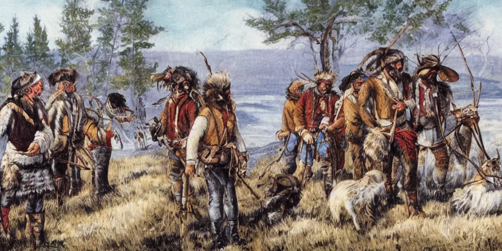 Prompt: fur traders on the canadian frontier