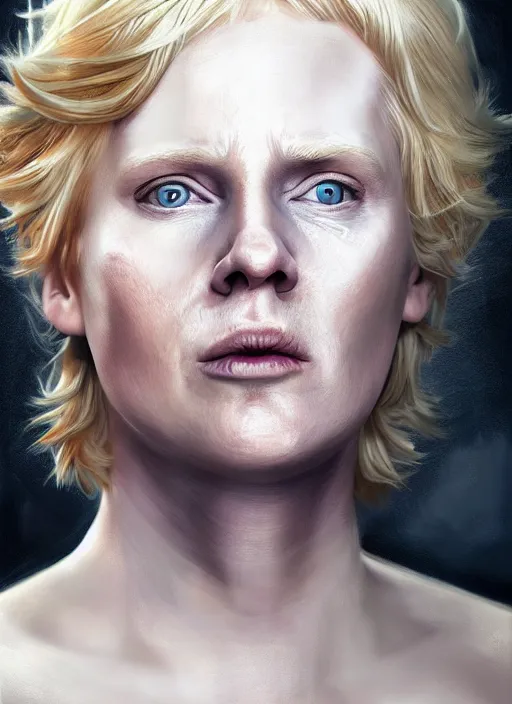 Image similar to donald trump as brienne of tarth, digital painting, extremely detailed, 4 k, intricate, brush strokes, mark arian, artgerm, bastien lecouffe - deharme