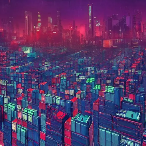 city made of shipping containers, cyberpunk art by Stable Diffusion