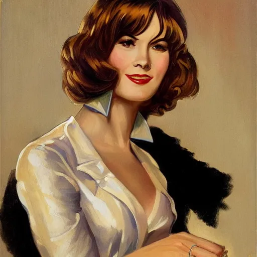 Image similar to jc leyendecker painting of the actress lee grant