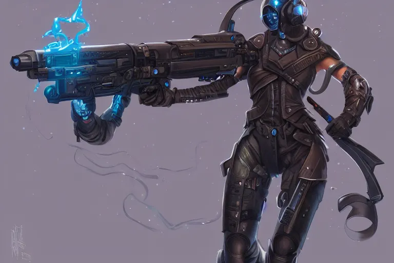 Image similar to Magical Blackhole Rifle, Professional Illustration by ArtGerm and Peter Mohrbacher, weapon design, ultra detailed, cinematic lighting