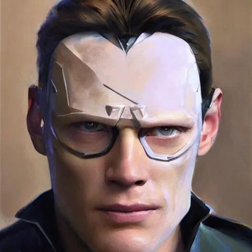 Prompt: greg manchess portrait painting of partially armored paul bettany aka vision as overwatch character, medium shot, asymmetrical, profile picture, organic painting, sunny day, matte painting, bold shapes, hard edges, street art, trending on artstation, by huang guangjian, gil elvgren, ruan jia, greg rutkowski, gaston bussiere