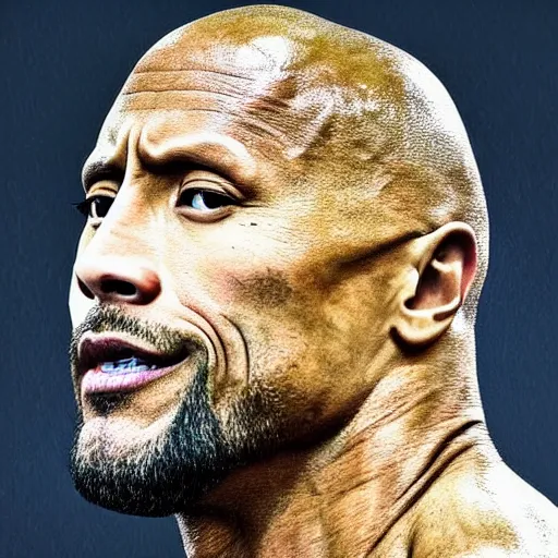 Prompt: dwayne johnson. made of rocks. photograph.