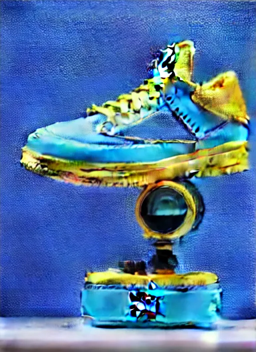 Image similar to hyperrealistic and heavy detailed product photo jordan shoe of marge simpson, in front of white back drop, whole shoe is in picture, leica sl 2 5 0 mm, vivid color, high quality, high textured, real life,