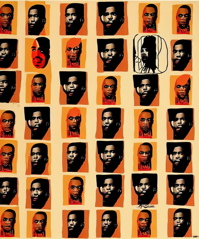 Prompt: portraits of kanye west by shepard fairey