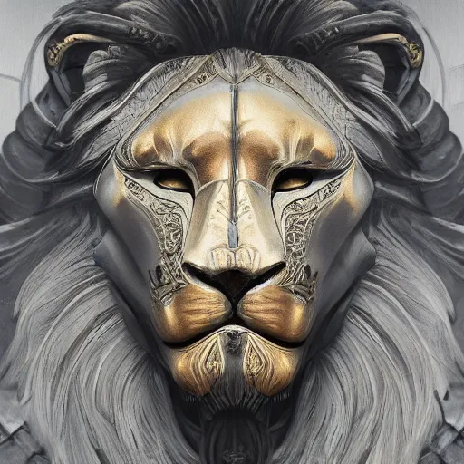 Image similar to Very very very very highly detailed epic photo of face with lion venetian mask, intricate, dystopian, sci-fi, extremely detailed, digital painting, artstation, concept art, smooth, sharp focus, illustration, intimidating lighting, incredible art by Vincent di Fate