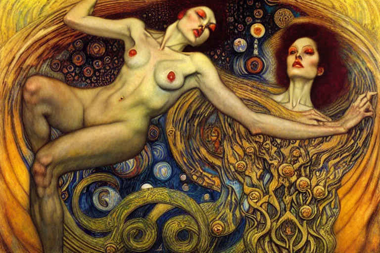 Image similar to Divine Chaos Engine by Karol Bak, Jean Delville, William Blake, Gustav Klimt, and Vincent Van Gogh, symbolist, visionary