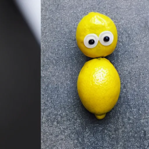 Image similar to i saw a lemon that looks human, i will describe it as in shape of a human with legs of lemons and round body.
