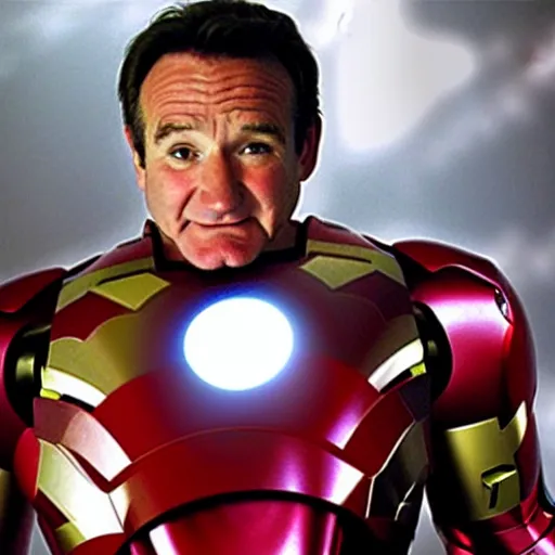Prompt: robin williams is iron man. picture