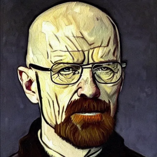 Prompt: walter white painted by van gogh, oil painting, intricate, stylized, painting