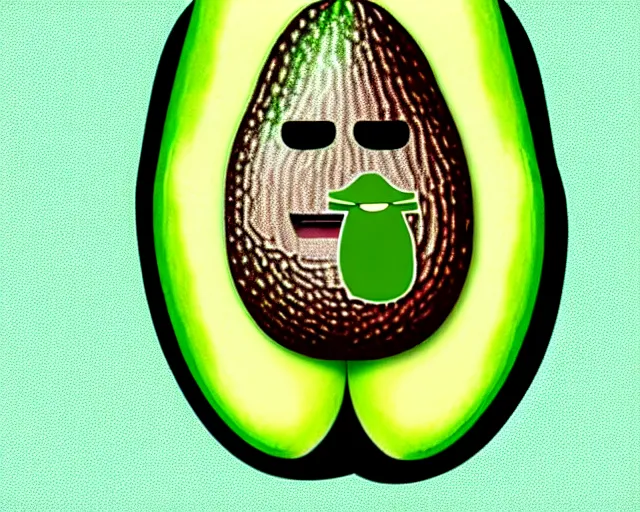 Image similar to avocado with face of john wick holding a gun