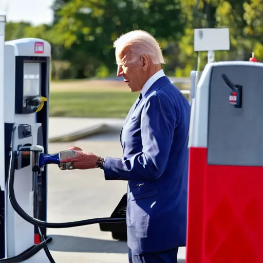 Image similar to Joe Biden drinking gasoline from the gas station pump