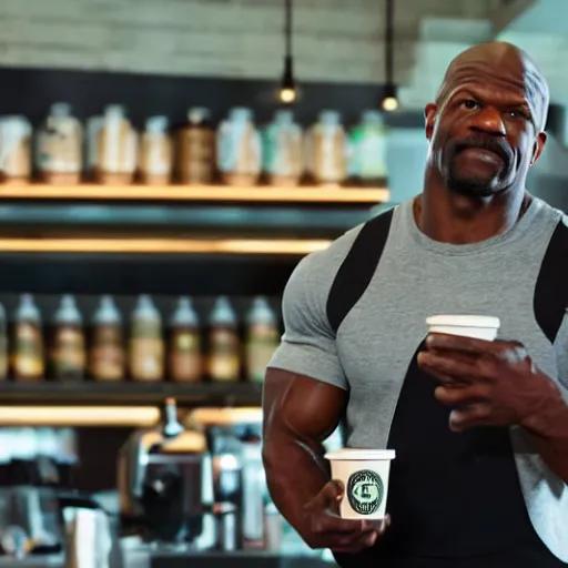 Prompt: Terry Crews working as a barista in a Starbucks, highly detailed, ultra realistic, 8k, render